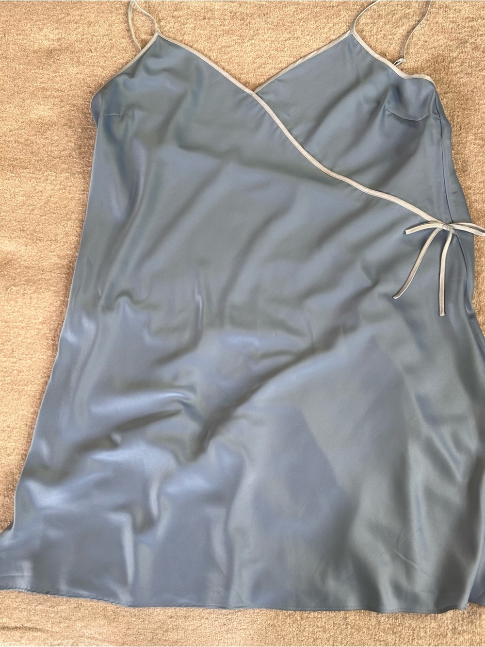 Valerie Stevens Intimates Light Blue Satin Chemise Slip